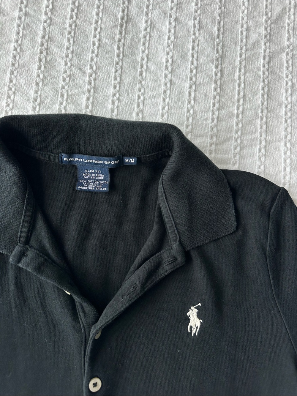 Ralph Lauren Sport: Black Polo with White Pony Emblem